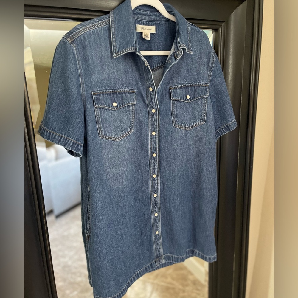 Madewell Blue Denim Mini Shirt Dress